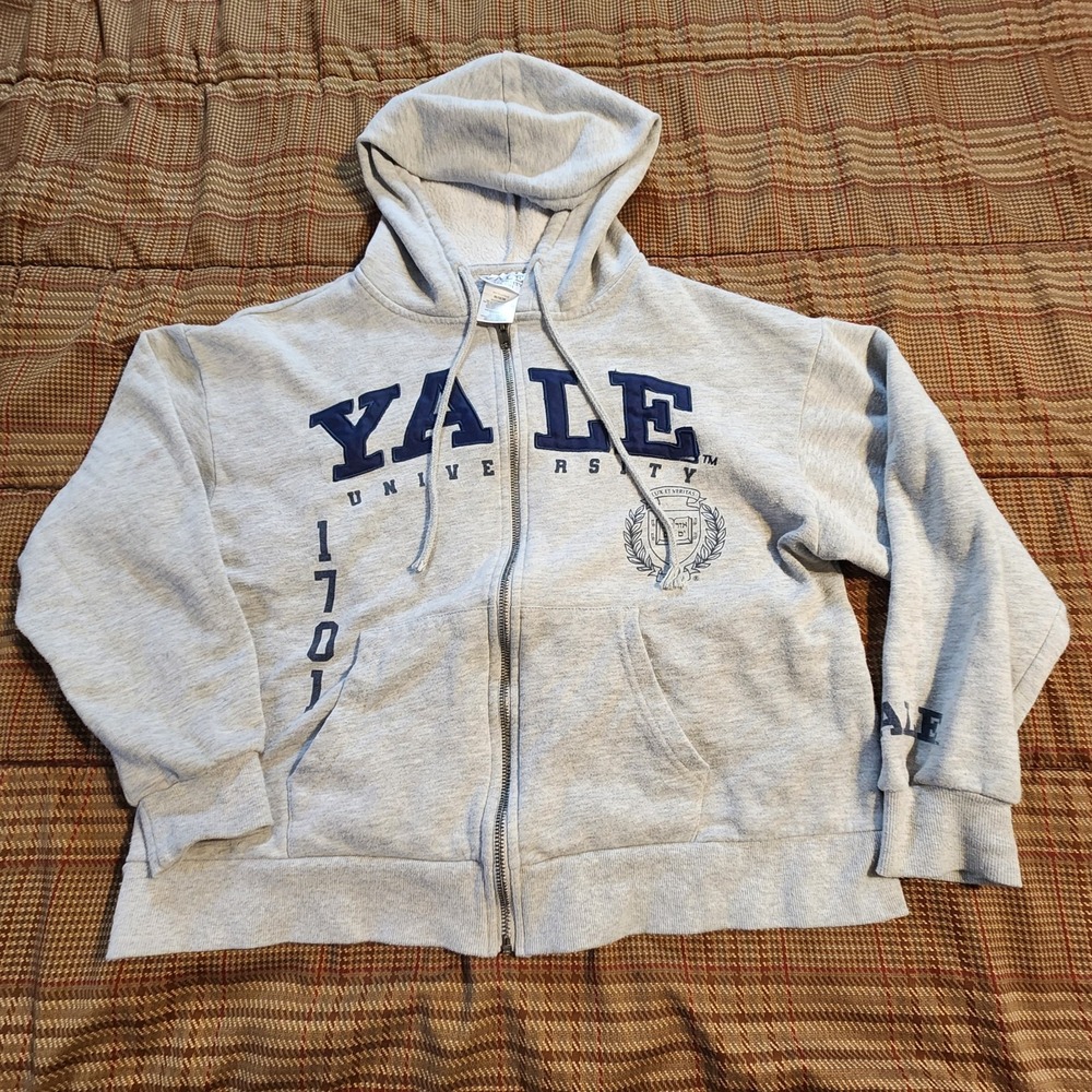Yale University Collegiate Apparel Full Zip Hoodie Sweatshirt Womens Sz Med Grey
